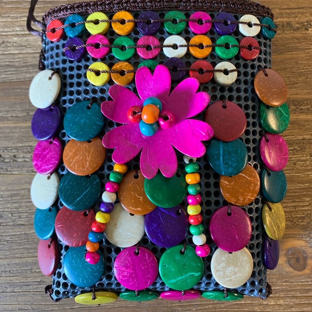 Beaded Multicolored Coconut Shell Mini Crossbody … - image 2